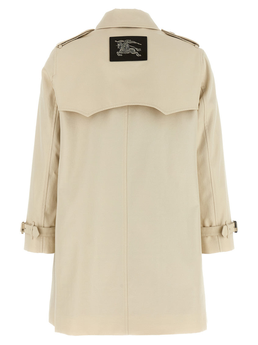 Beige Solid Shirt Collar Trench Coat 2