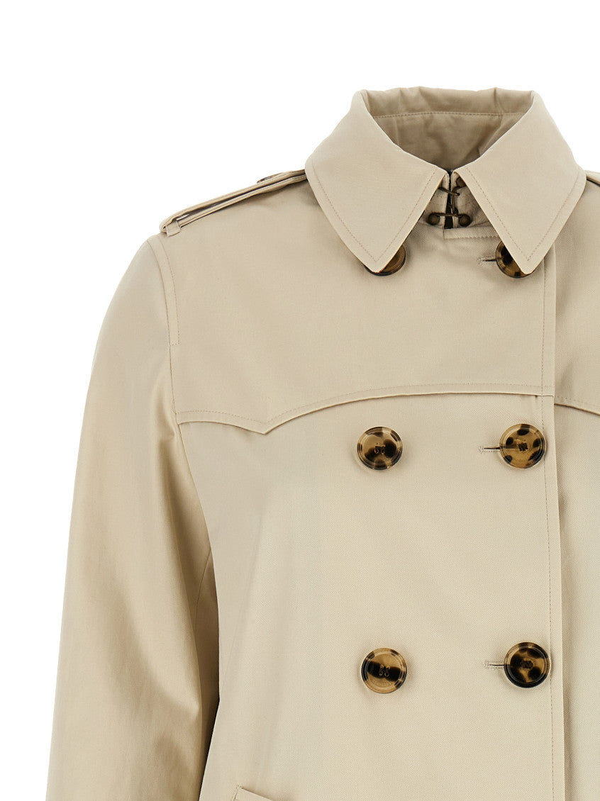 Beige Solid Shirt Collar Trench Coat 3