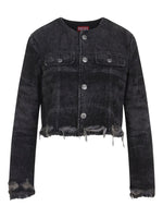 Black Solid Round Neck Blazer 1