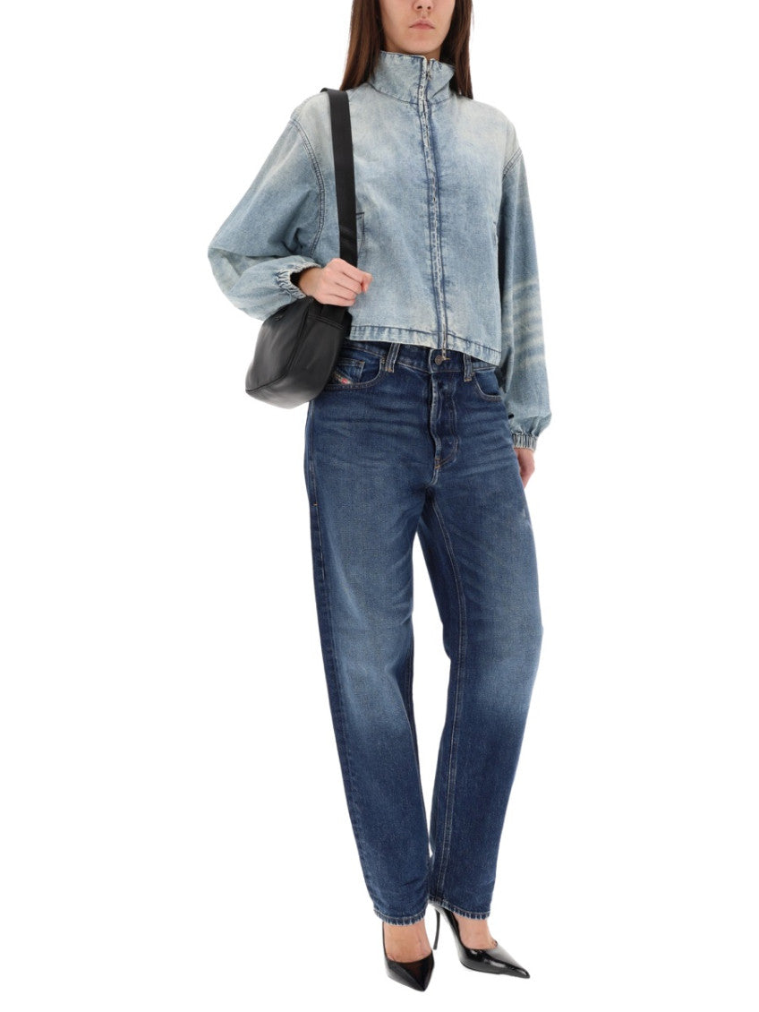 Denim Solid Mock Collar Jacket 3