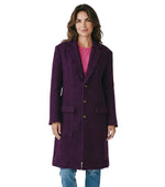 Purple Solid Notched Lapel Trench Coat 1