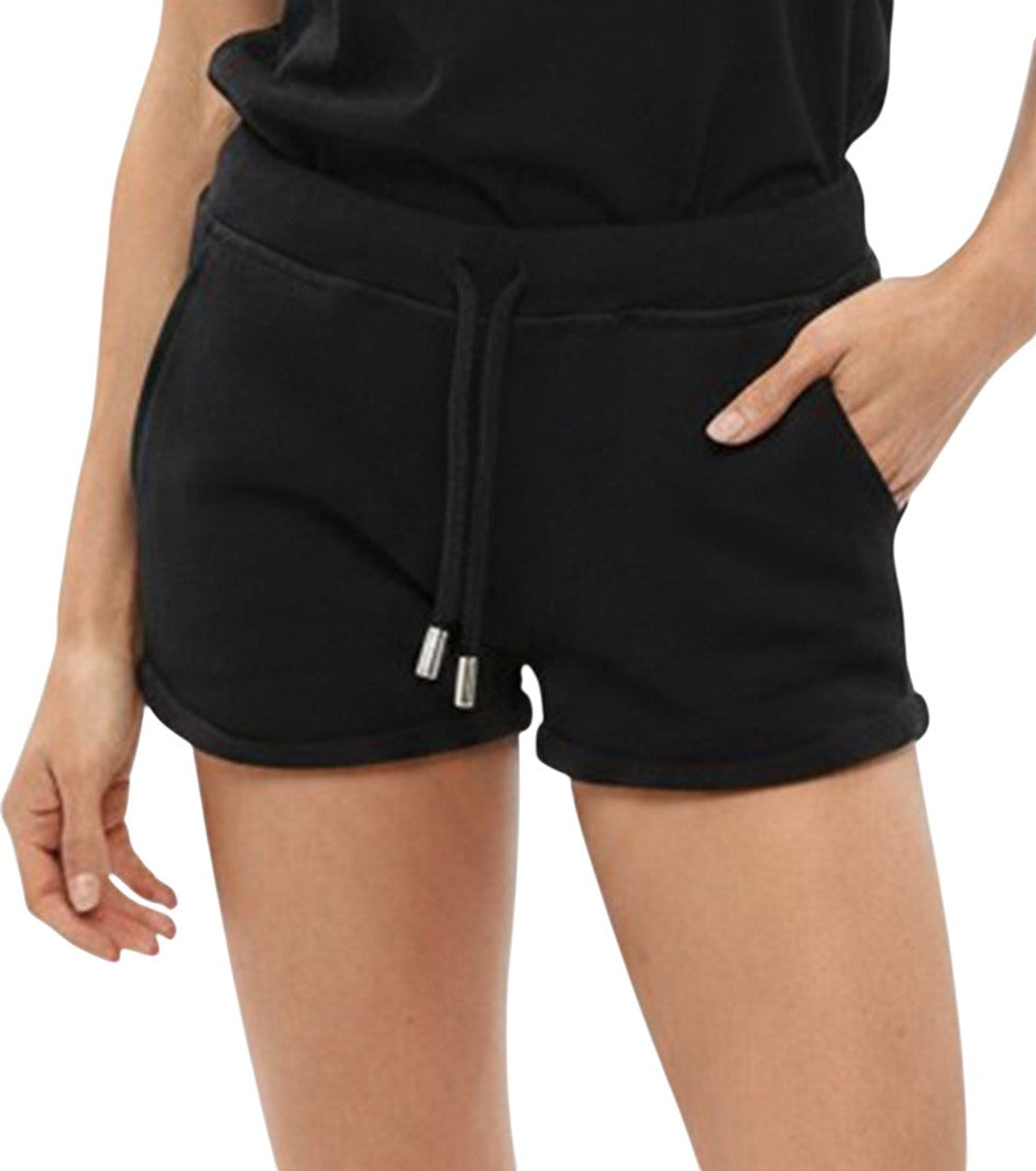 Black Solid Drawstring Shorts 1