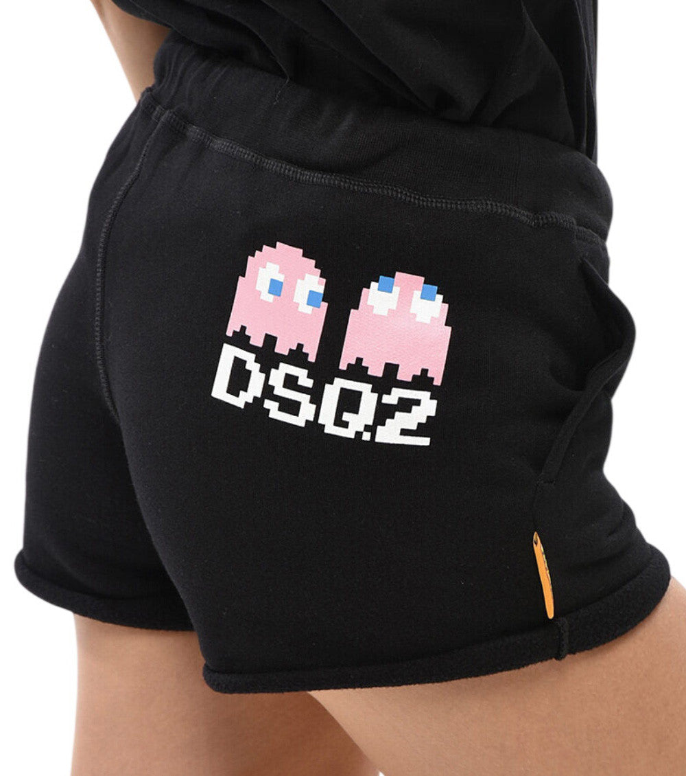 Black Solid Drawstring Shorts 3