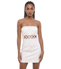 White Solid Strapless Mini Dress 1