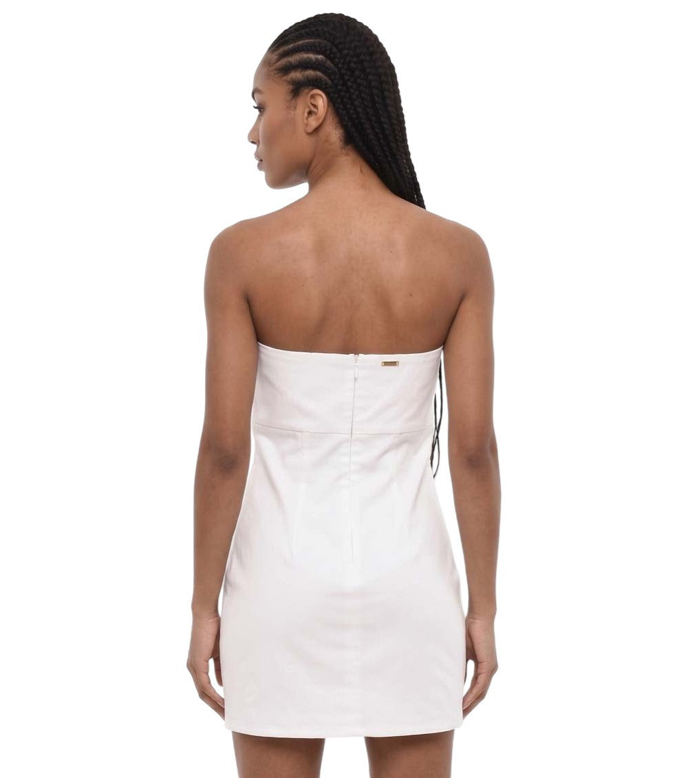 White Solid Strapless Mini Dress 2