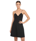Black Solid V Neck Mini Dress 1