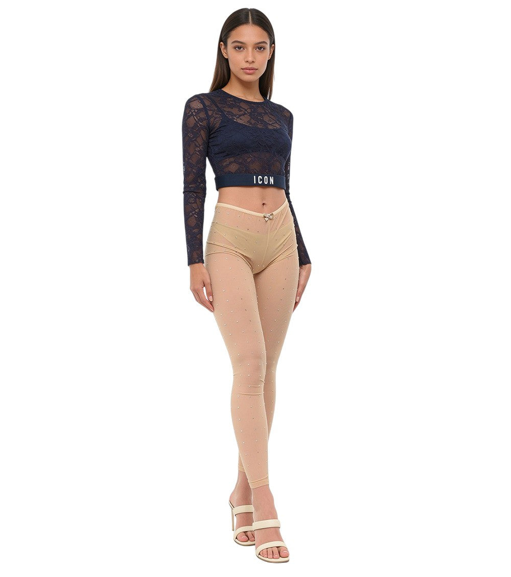 Beige Nylon Embellished Activewear 1