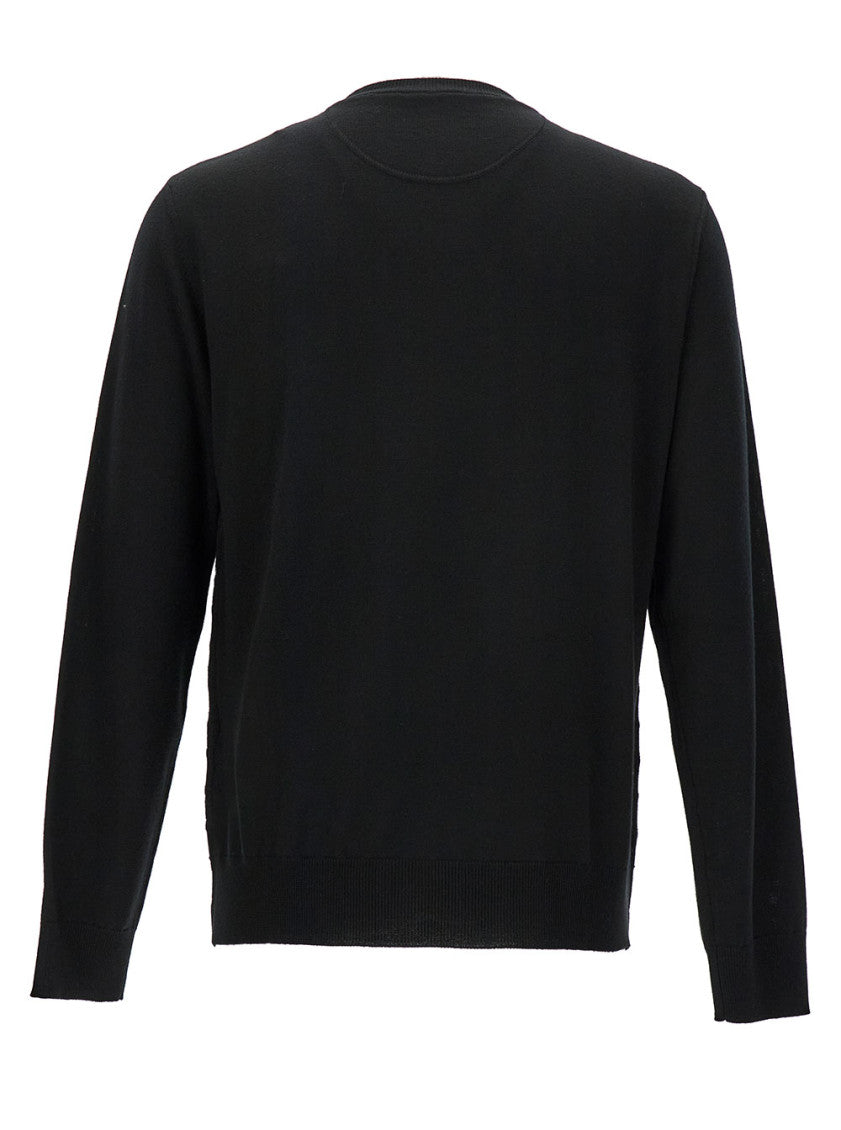 Black Crewneck Jacquard Sweater 2