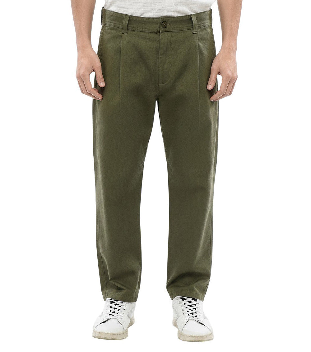 Green Straight Pleated Pants 1