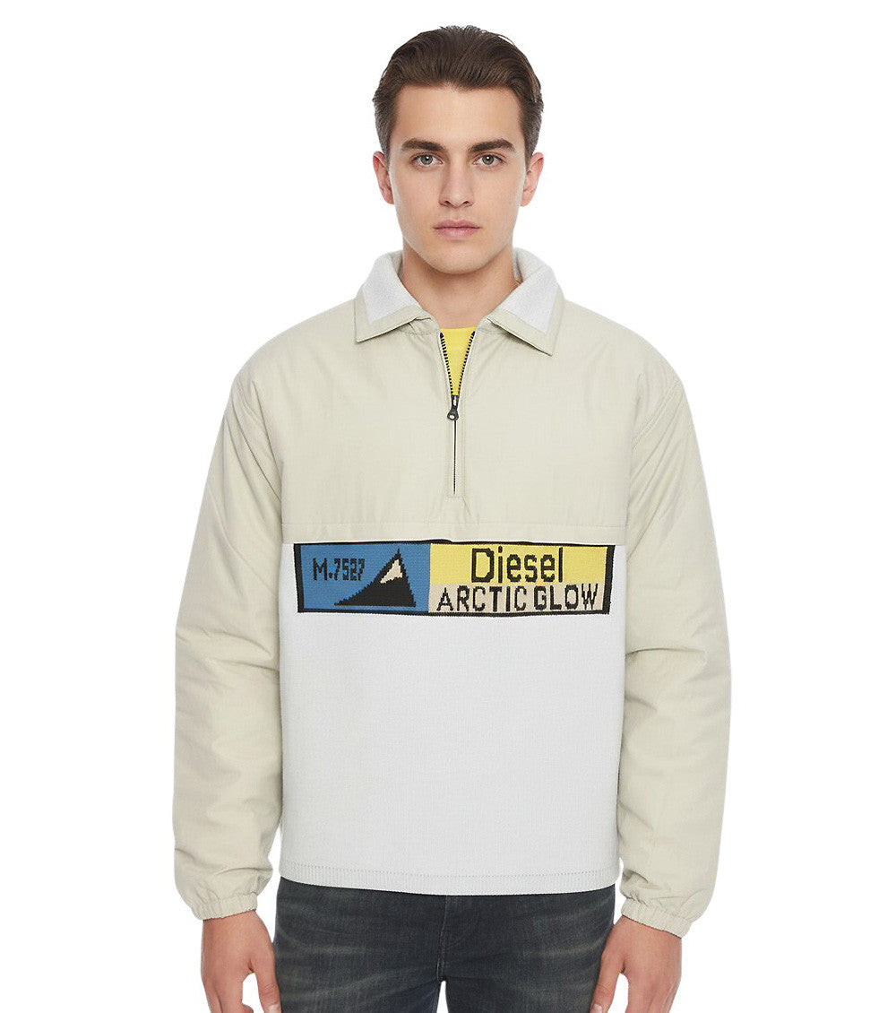 White Logo Shirt Collar Sweater 1