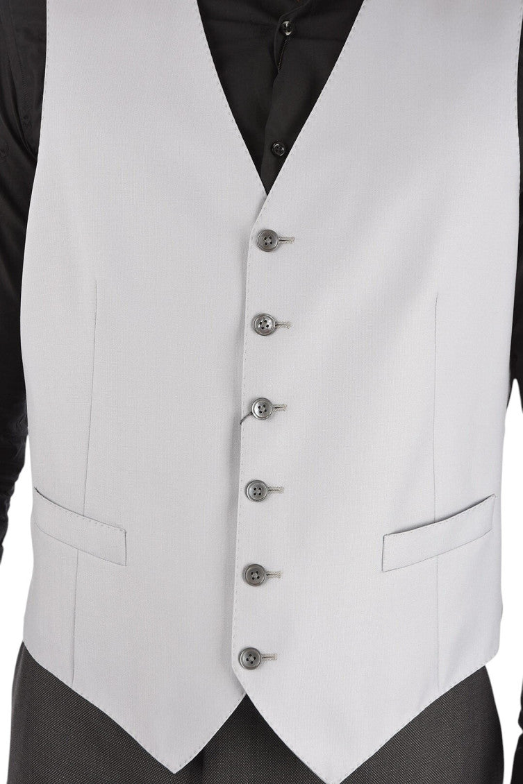 Grey V Neck Waistcoat 3
