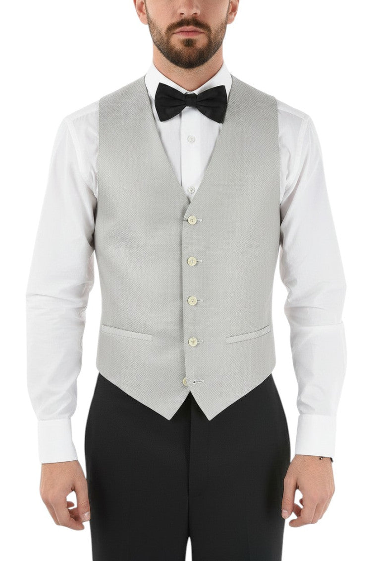 Silver V Neck Waistcoat 1
