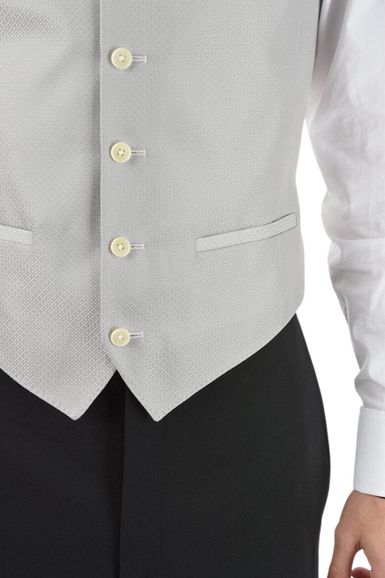 Silver V Neck Waistcoat 3