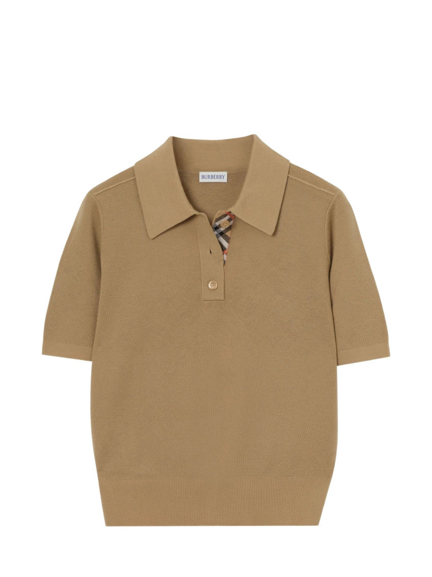 Brown Solid Shirt Collar T-Shirt 1