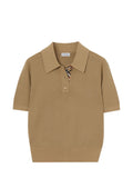 Brown Solid Shirt Collar T-Shirt 1