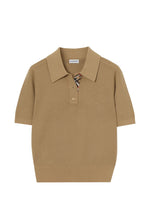 Brown Solid Shirt Collar T-Shirt 1