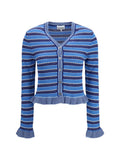 Light Blue Stripes V Neck Sweater 1