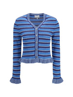 Light Blue Stripes V Neck Sweater 1