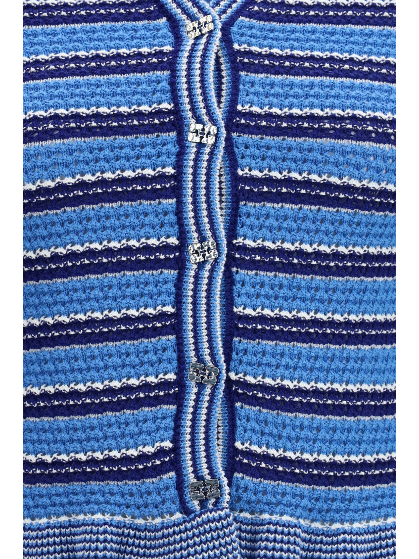 Light Blue Stripes V Neck Sweater 3