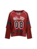 Maroon Graphic V Neck T-Shirt 1