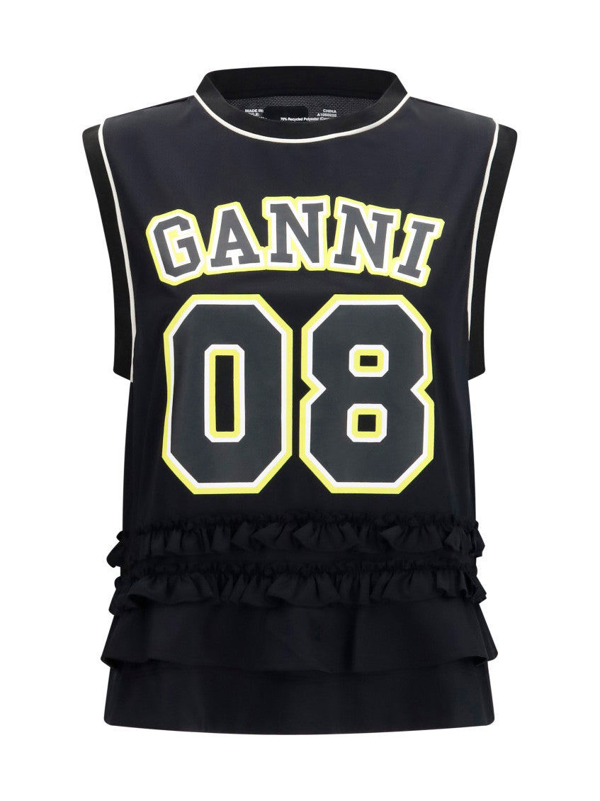 Black Graphic Crew Neck Top 1