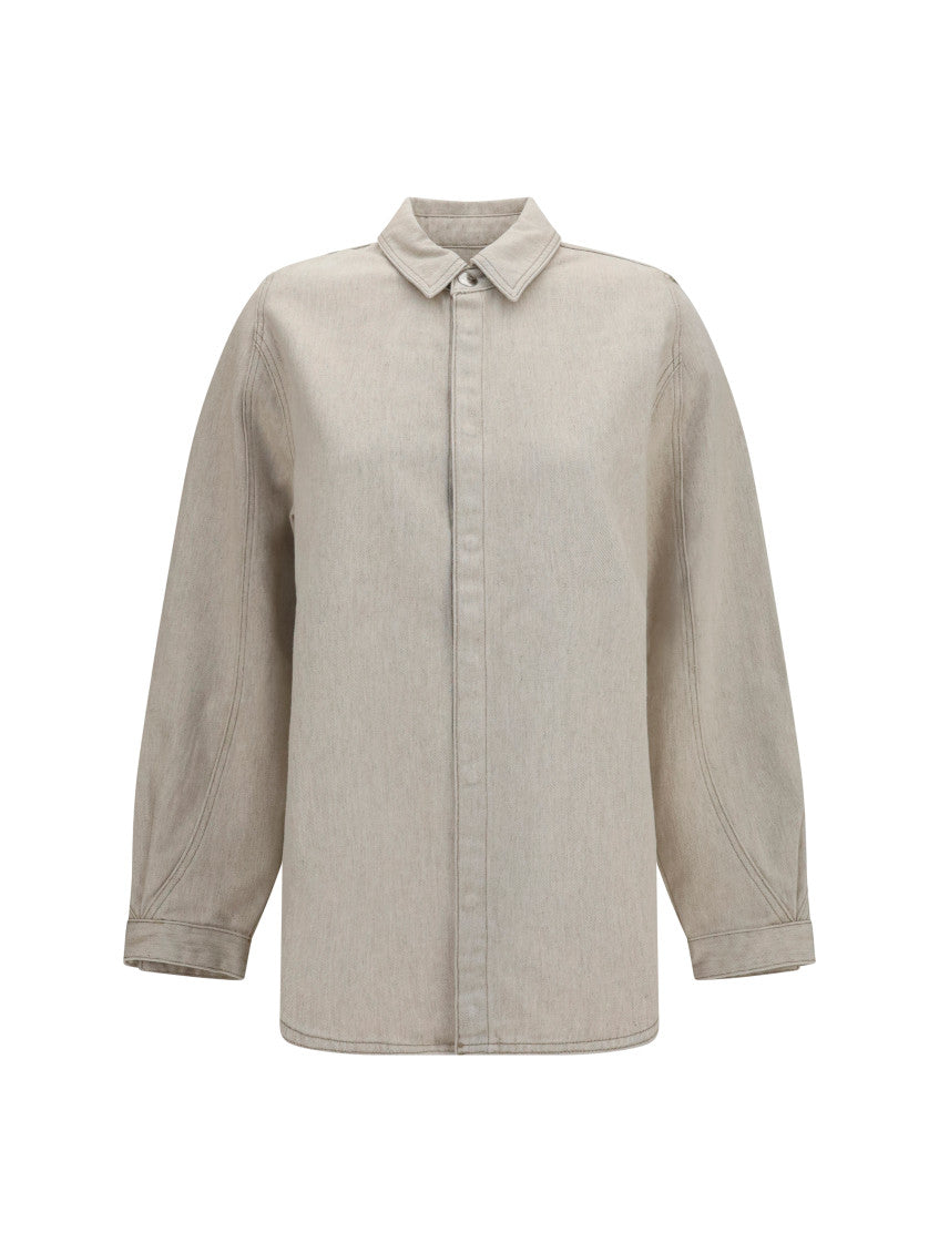 Beige Straight Solid Shirt 1