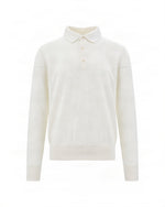 White Knitted Polo Sweater 1