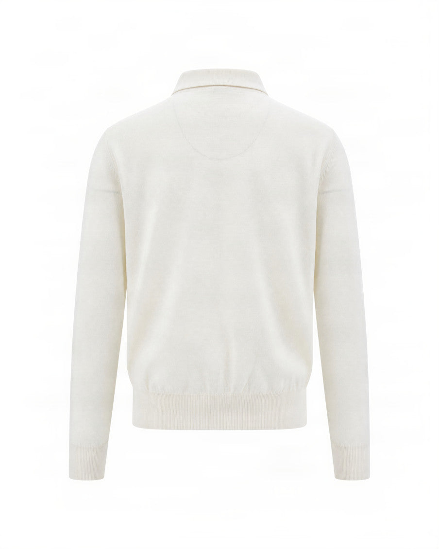White Knitted Polo Sweater 2