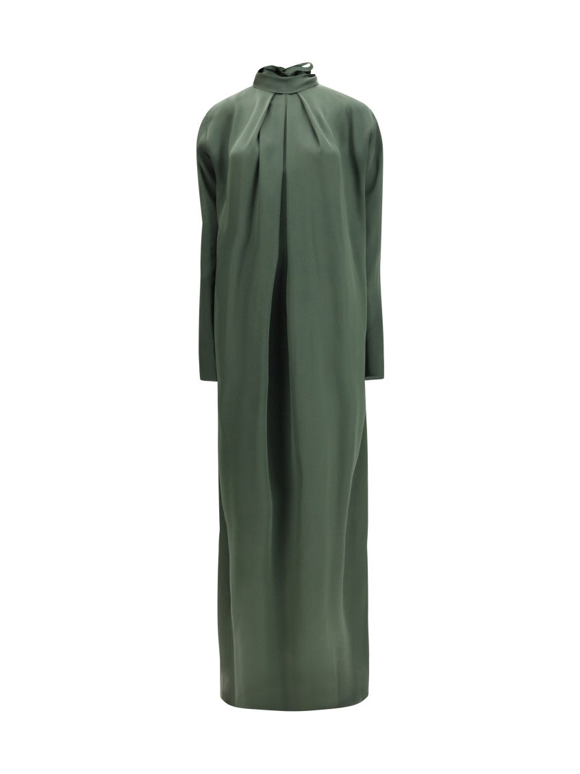 Green Mandarin Collar Maxi Dress 1