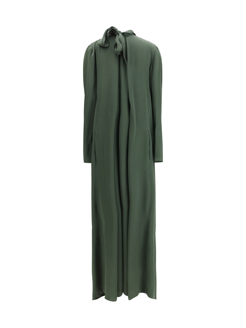 Green Mandarin Collar Maxi Dress 2
