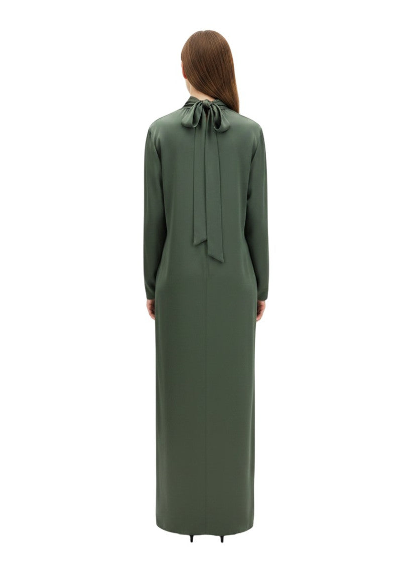 Green Mandarin Collar Maxi Dress 3