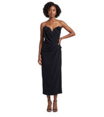 Black Solid Strapless Midi Dress 1