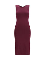 Purple Solid Round Neck Midi Dress 1