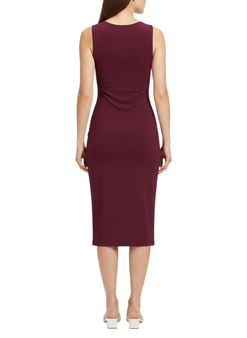 Purple Solid Round Neck Midi Dress 4
