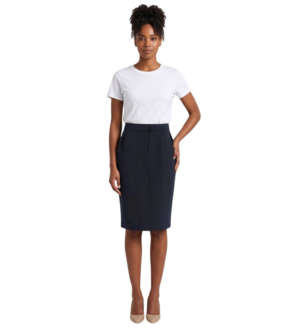 Black Pleated Knee Length Skirt 1