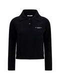 Black Logo Button Down Collar Sweater 1