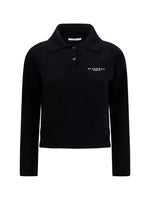 Black Logo Button Down Collar Sweater 1