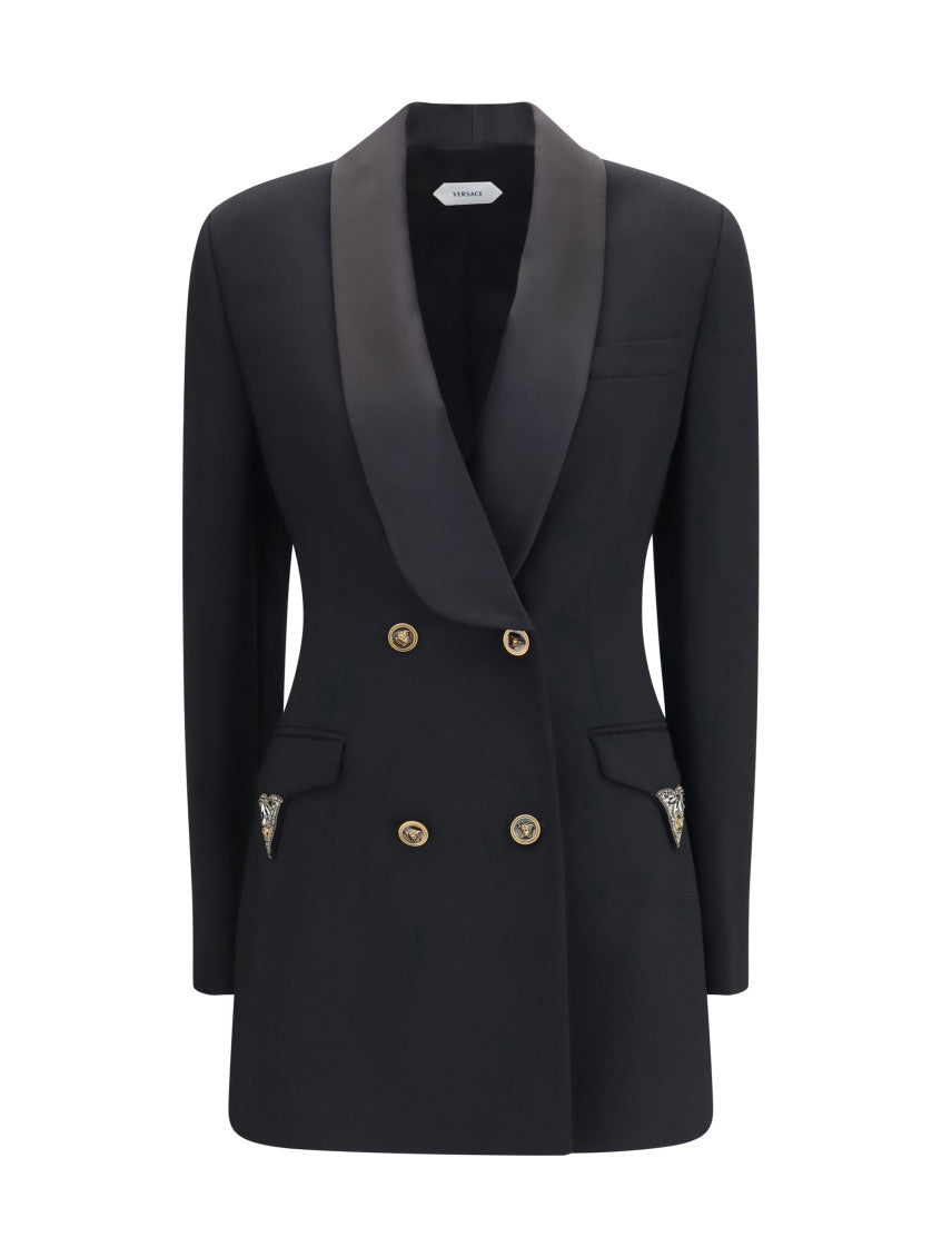 Black Wool double breasted Blazer 1