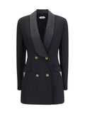 Black Wool double breasted Blazer 1