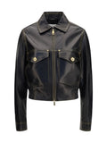 Black Solid Shirt Collar Jacket 1