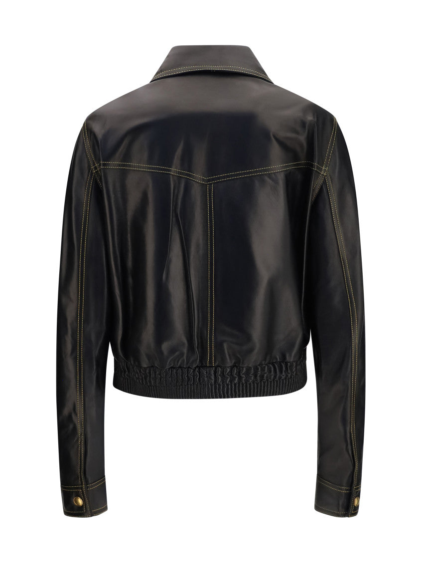 Black Solid Shirt Collar Jacket 2