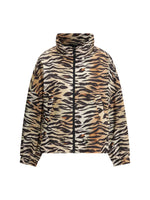 Brown Animal Print Mock Collar Jacket 1