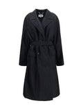 Black Notched Lapel Trench Coat 1