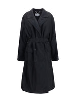 Black Notched Lapel Trench Coat 1