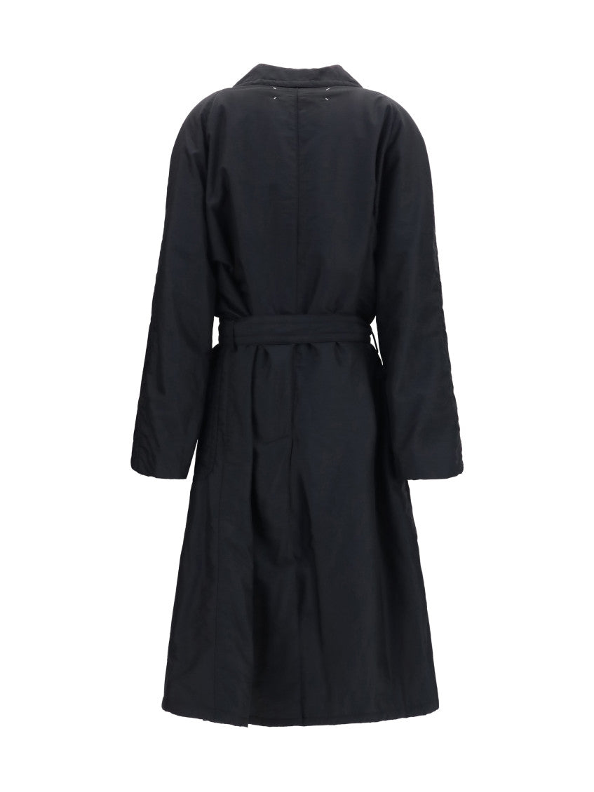 Black Notched Lapel Trench Coat 2