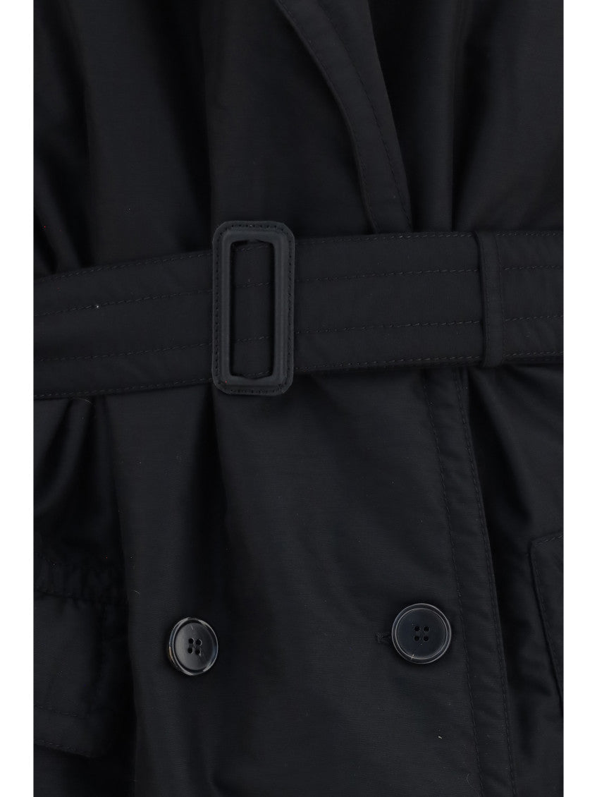 Black Notched Lapel Trench Coat 3