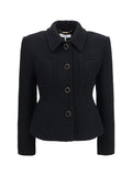 Black Solid Shirt Collar Jacket 1
