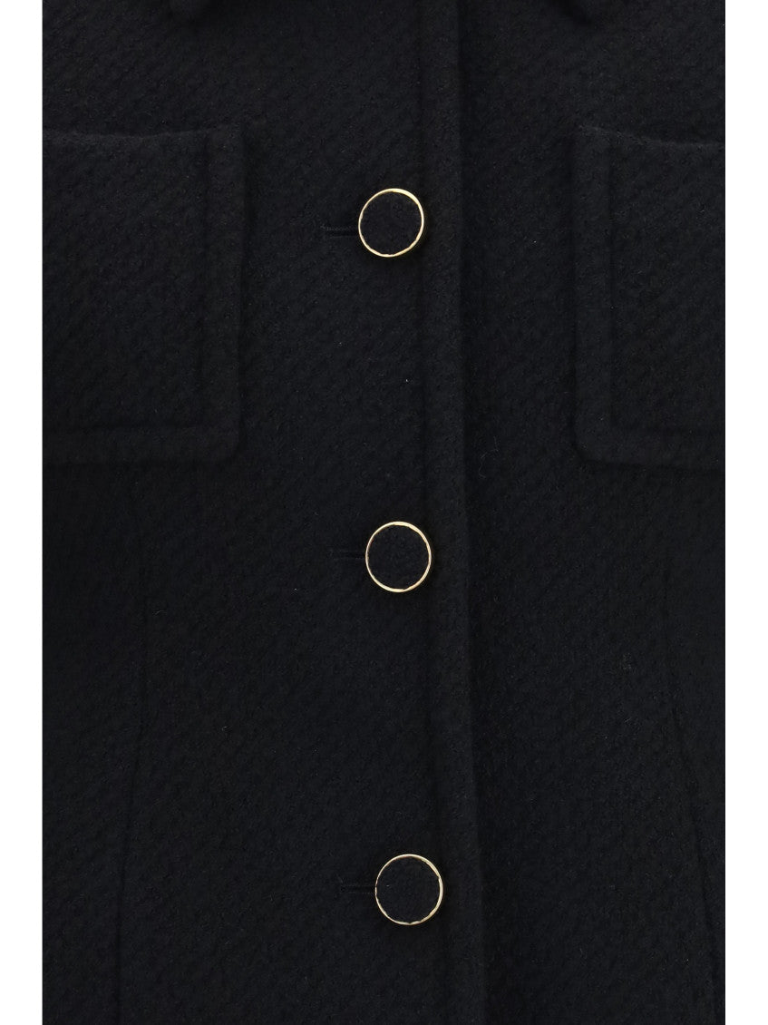 Black Solid Shirt Collar Jacket 3
