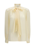 Off White Loose Embroidered Shirt 1