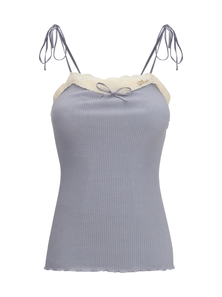 Light Blue Solid Scoop Neck Top 1